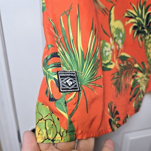 South Pole Tropical Fruit Print Shirt Retro Button Down Casual BOLD SUMMER Lg - Picture 5 of 16